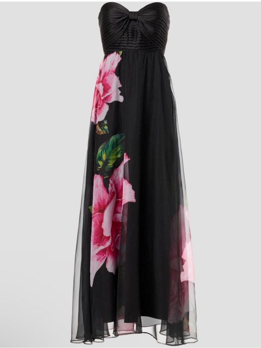 One33 Social The Dasha Floral Chiffon Pleated Strapless Maxi Gown Dress size 2